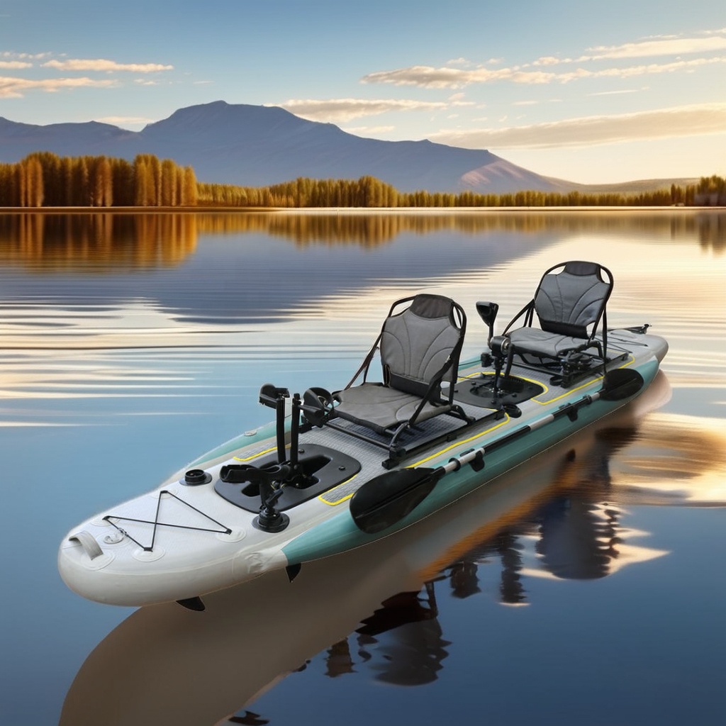 Fishing Boat Seat - 14ft Inflatable Fishing Canoe Boat Double-seat