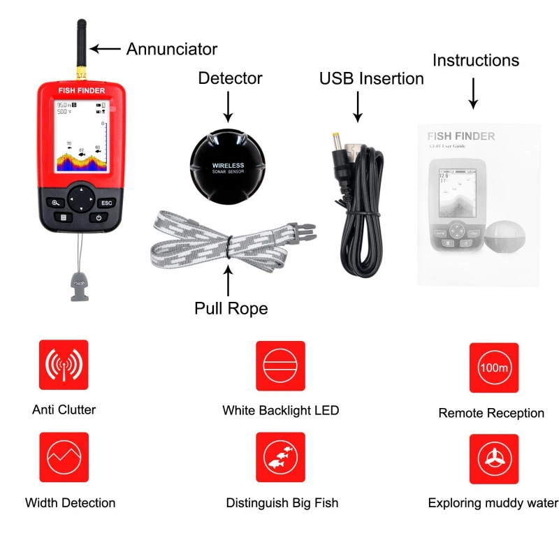 Display Portable fish finder e - огляд і ціна Fishing Boat Depth Finder