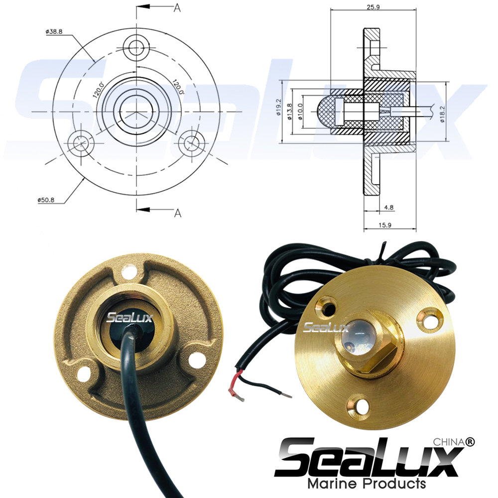 Sealux Brass drain plug LED li - огляд і ціна Fishing Boat Navigation Light