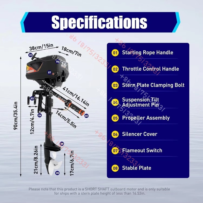 HANGKAI Outboard Motor, 3.6  2 - огляд і ціна Fishing Boat Outboard Motor