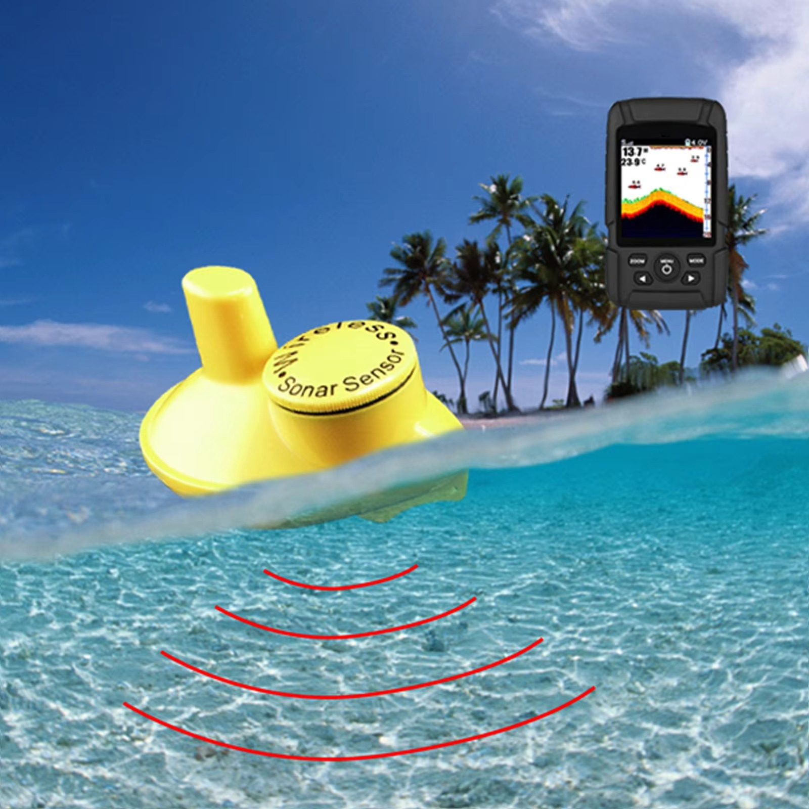 2-in-1 Wireless & Wired Fish F - огляд і ціна Fishing Boat Depth Finder