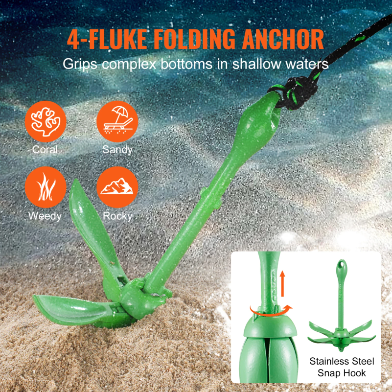 Kayak Anchor Kit 3.5 lb Paddle - огляд і ціна Fishing Boat Anchor