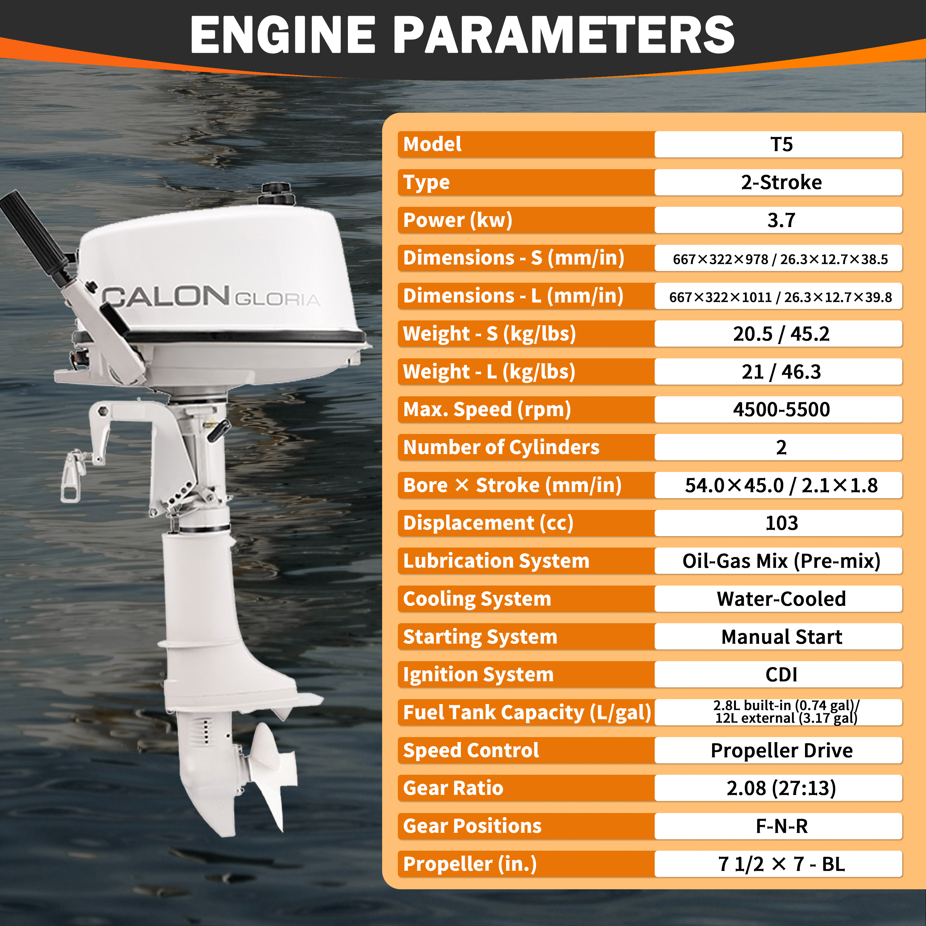 2 Stroke 5HP Calon Outboard Mo - огляд і ціна Fishing Boat Outboard Motor