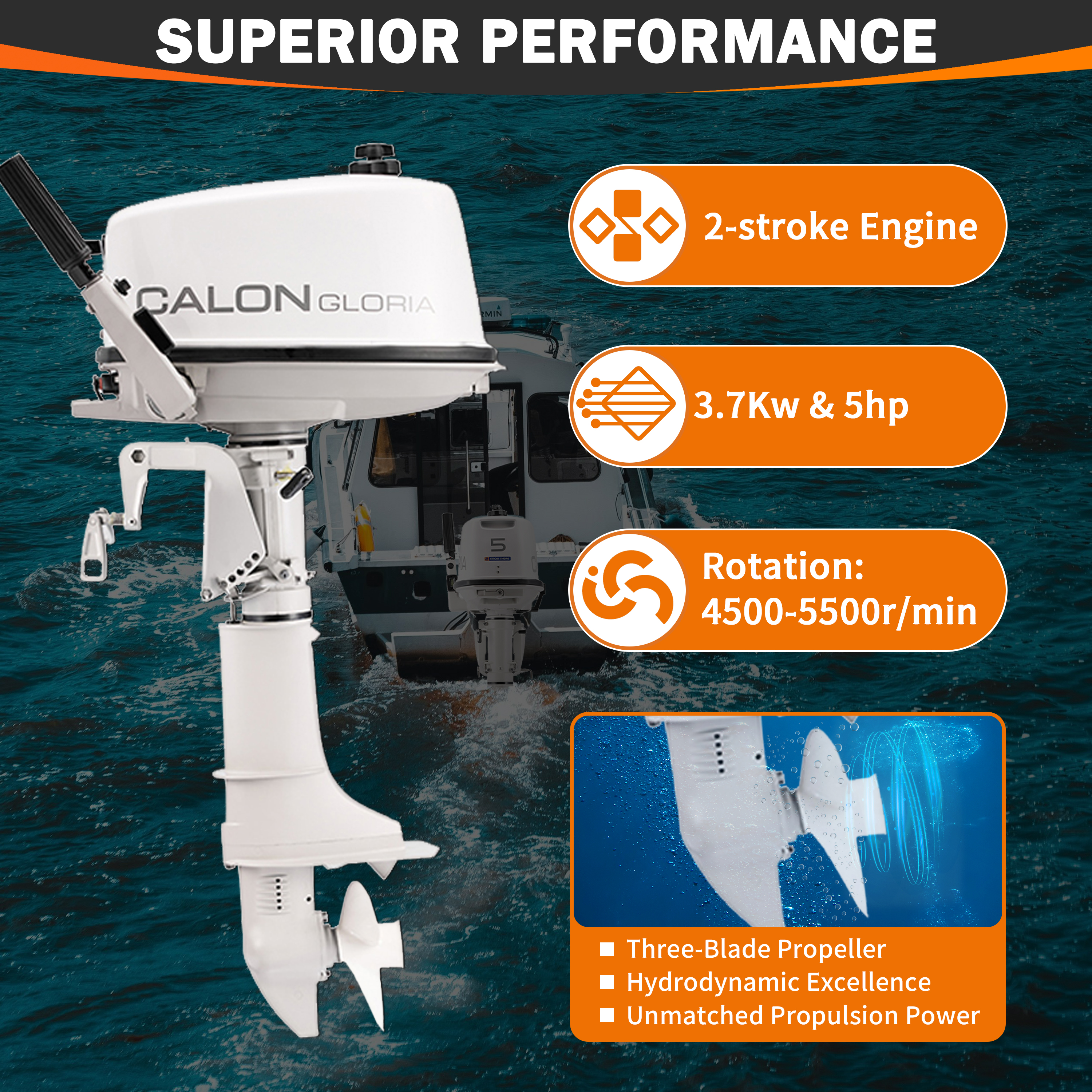 2 Stroke 5HP Calon Outboard Mo - огляд і ціна Fishing Boat Outboard Motor