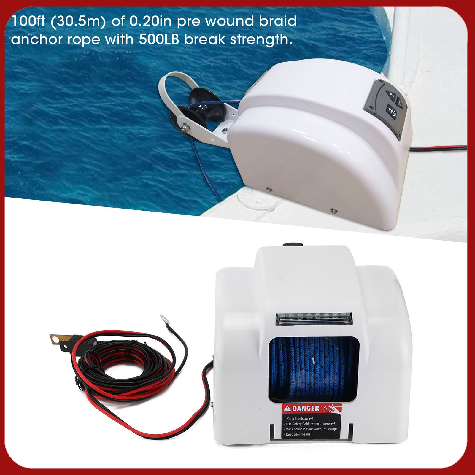 30LBS 12V Electric Winch Marin - огляд і ціна Fishing Boat Anchor Winch