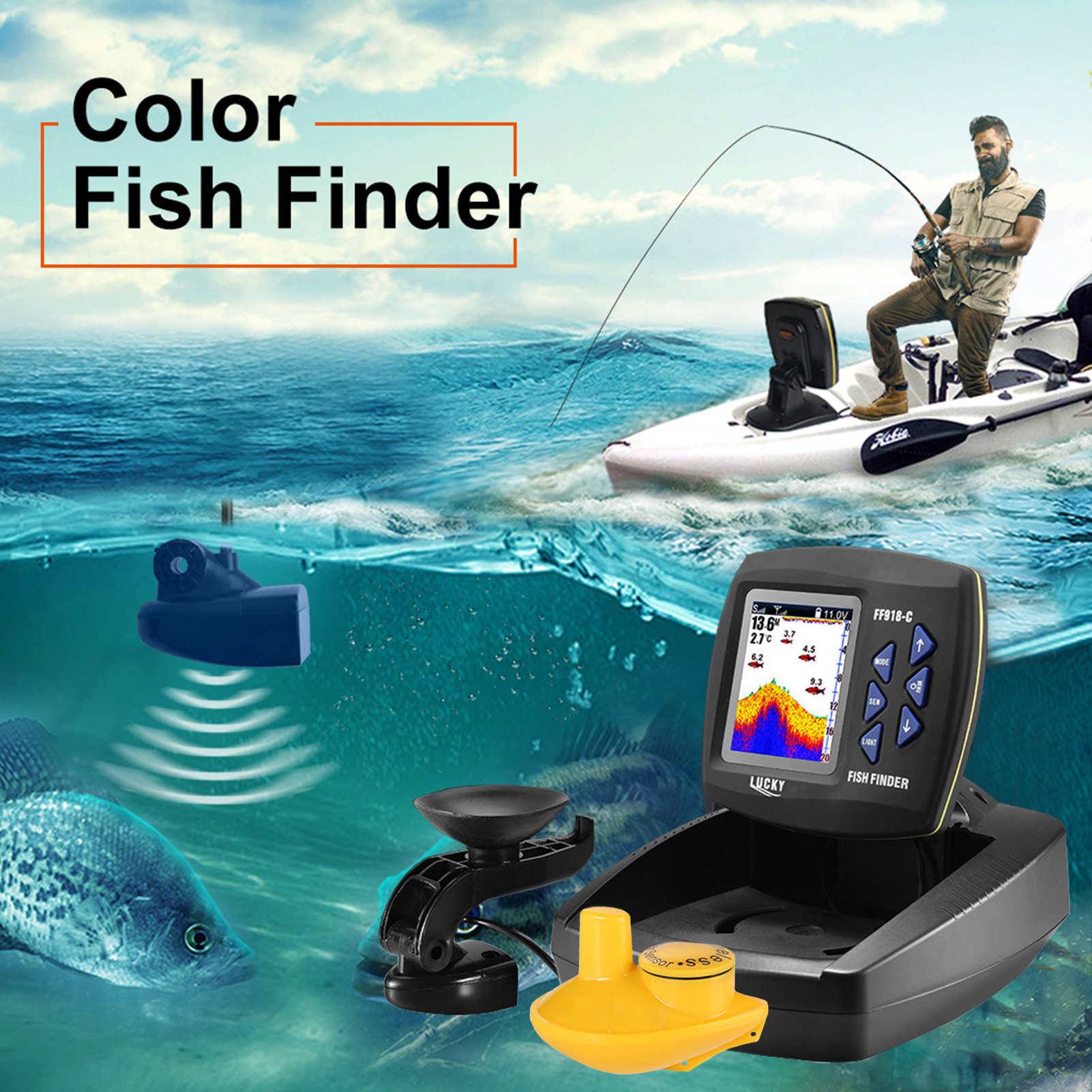 Portable Fish Finder Wireless  - огляд і ціна Fishing Boat Depth Finder