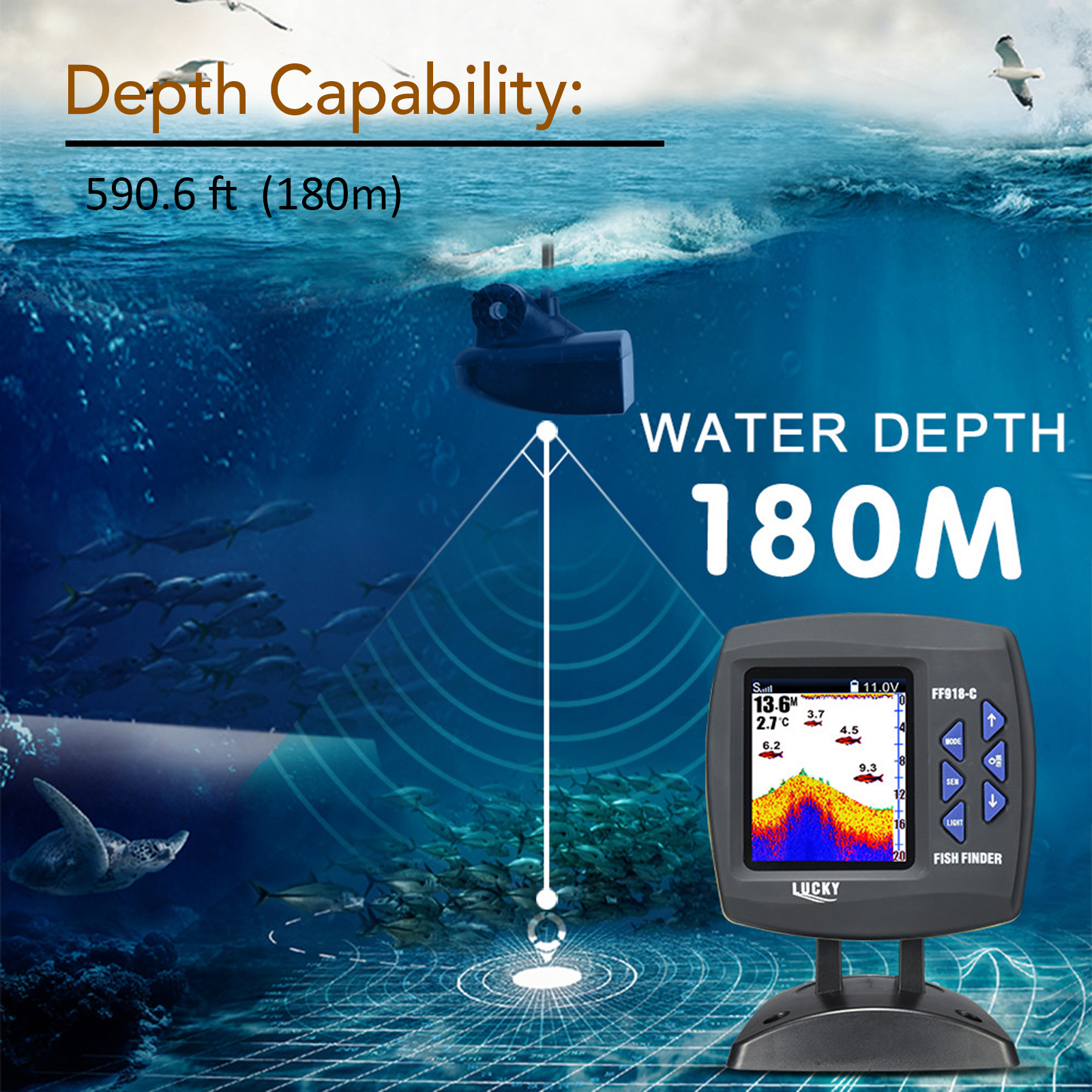 Portable Fish Finder Wireless  - огляд і ціна Fishing Boat Depth Finder