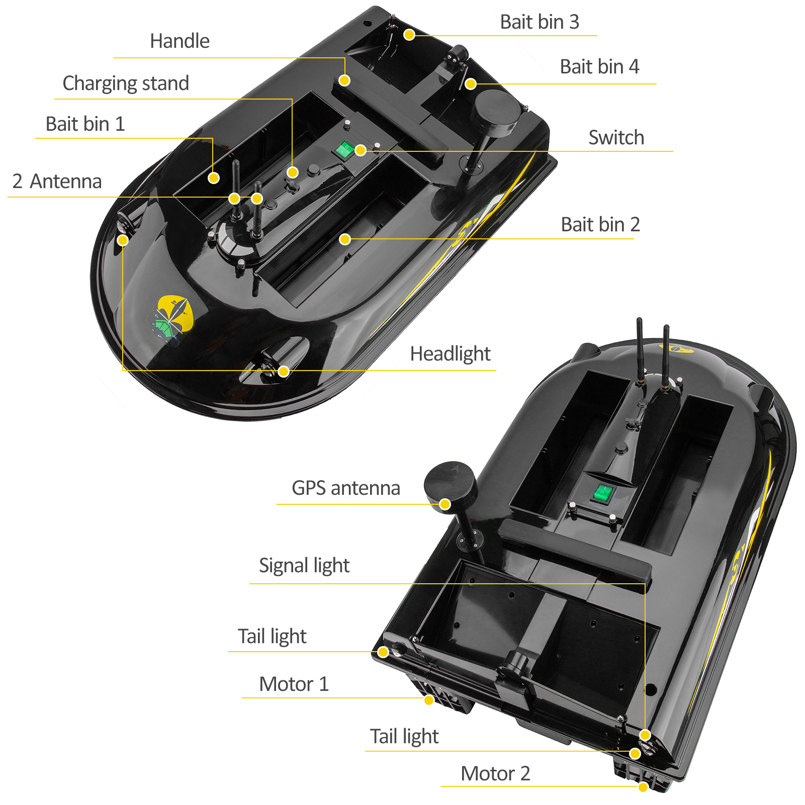 GPS RC Fish Bait Boat 8kg Load - огляд і ціна Fishing Boat Gps