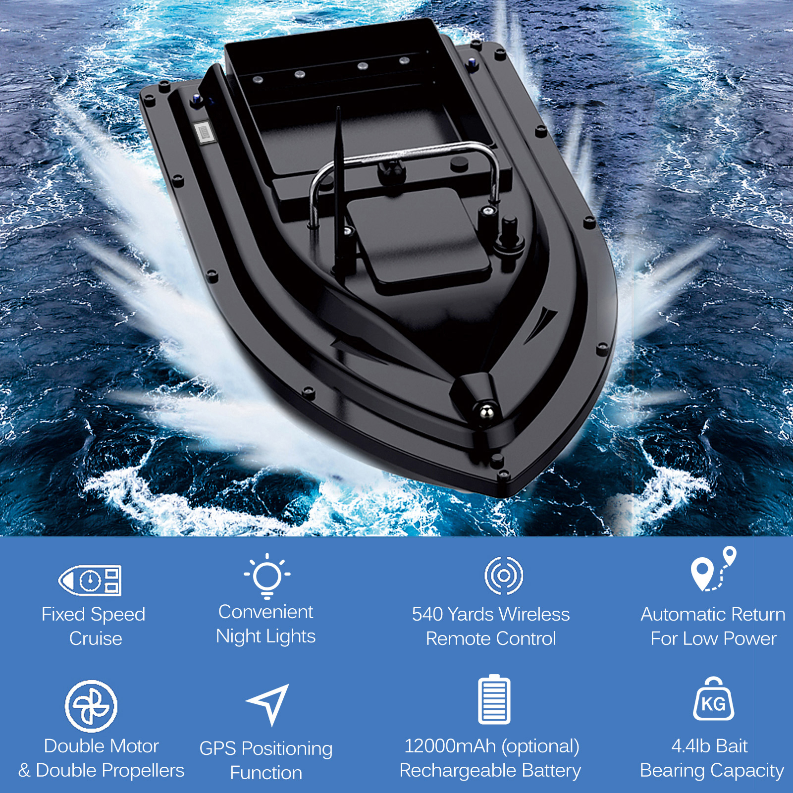 D16E GPS Fishing Bait Boat wit - огляд і ціна Fishing Boat Gps